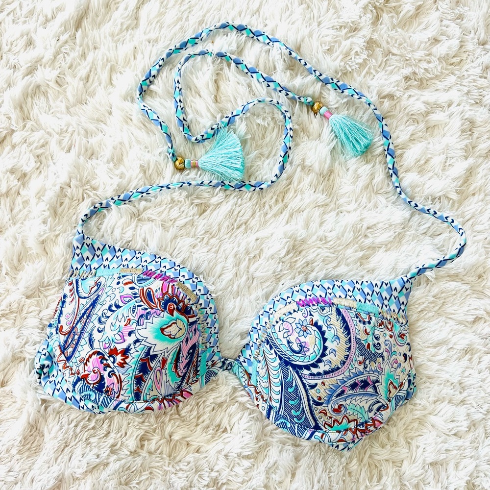 Victoria secret paisley bikini top with tassels 32B